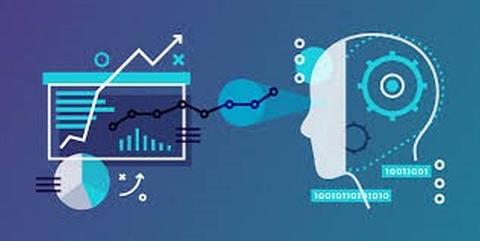 Abstract head and chart representing AI